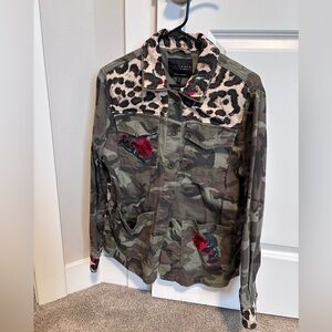 Sanctuary Camouflage Jacket with Red and Green Embroidery